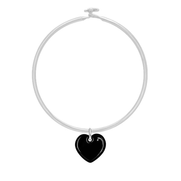Bransoletka Penelope z sercem z czarną emalią 1,5 cm. Szare bransoletki Lilou, posrebrzane. Za 268.00 zł.