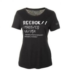 Koszulka sportowa damska Reebok Wor C Com Tee. Czarne koszulki sportowe Reebok, bez wzorów, bez ramiączek. Za 118.00 zł.
