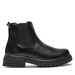 Botki Mjuka. Czarne botki Mjuka, bez wzorów, bez obcasa, na płaskiej podeszwie, bez zapięcia. Za 369.99 zł.