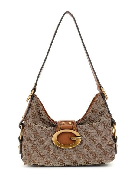 Guess Torebka 183683 Beżowy. Brązowe listonoszki Guess, z aplikacjami, z materiału, bez dodatków. Za 525.99 zł.