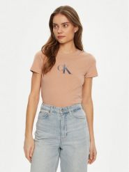 Calvin Klein Jeans T-Shirt Gradient J20J224982 Koralowy Slim Fit. Pomarańczowe t-shirty Calvin Klein Jeans, l, bez wzorów, z bawełny, bez kołnierzyka, bez ramiączek. Za 109.99 zł.