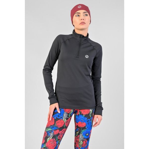 Bluza Coldproof Ocieplana Zip Damska Nessi Sportswear. Czarne bluzy NESSI SPORTSWEAR, bez wzorów, bez kaptura. Za 499.00 zł.
