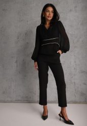 Czarne Klasyczne Spodnie VICES Garniturowe High Waist Dimaia. Czarne spodnie materiałowe Renee, do pracy, l, bez wzorów, z jeansu, z podwyższonym stanem. Za 119.99 zł.