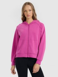 4F Bluza dresowa rozpinana z modalem damska - różowa M. Czerwone bluzy 4f, m, bez wzorów, z dresówki, z kapturem. Za 189.99 zł.