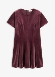 Sukienka mini z miękkiego aksamitu. Czarne sukienki bonprix, bez wzorów, bez kołnierzyka, bez ramiączek, mini, rozkloszowane. Za 149.99 zł.