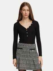 Guess Bluzka W6BP32 K6401 Czarny Regular Fit. Czarne bluzki Guess, xl, z aplikacjami, bez kołnierzyka, bez ramiączek. Za 264.99 zł.