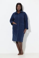Damskie Szlafrok polarowy stójka zamek błyskawiczny z recyklingu. Niebieskie szlafroki Ulla Popken, plus size, bez wzorów, z materiału, plus size, bez ramiączek, bez kaptura. Za 279.99 zł.