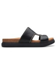 Clarks Skórzane klapki "Arwell Walk" w kolorze czarnym rozmiar: 39,5. Czarne klapki Clarks, bez wzorów, z otwartym noskiem, bez obcasa. Za 237.73 zł.