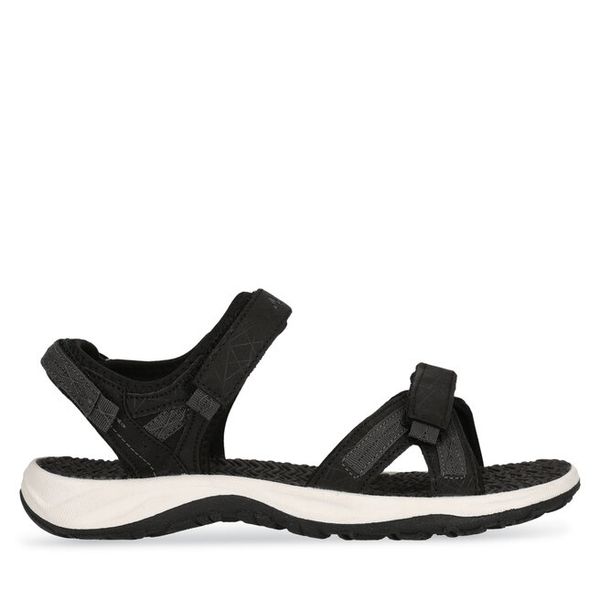 Sandały Whistler. Czarne sandały Whistler, bez wzorów, bez obcasa, na płaskiej podeszwie, bez zapięcia. Za 199.99 zł.