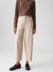 OPUS Spodnie w kolorze beżowym rozmiar: 44. Brązowe spodnie materiałowe Opus, bez wzorów, z materiału, z podwyższonym stanem. Za 143.99 zł.