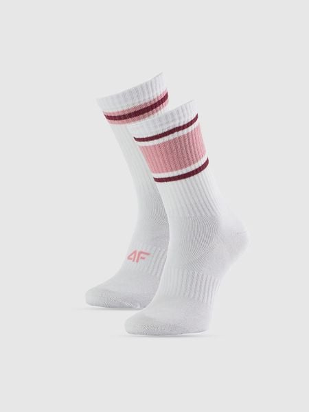 4F Skarpetki długie (2-pack) damskie - białe 35-38. Białe skarpety 4f, bez wzorów, z bawełny. Za 49.99 zł.