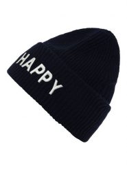 Zwillingsherz Wełniana czapka "Happy" w kolorze granatowym rozmiar: onesize. Niebieskie czapki Zwillingsherz, bez wzorów, ze skóry. Za 132.05 zł.