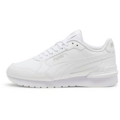 Buty na co dzień damskie Puma St Runner V4 Skóra. Białe obuwie sportowe Puma, z materiału, bez zapięcia, trekkingowe. Za 164.99 zł.