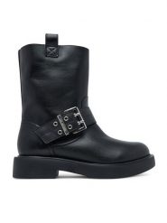 LOVE MOSCHINO Botki JA24064G1NIA000A35 Czarny. Czarne botki Love Moschino, bez wzorów, ze skóry, bez obcasa, na płaskiej podeszwie, bez zapięcia. Za 1,409.00 zł.
