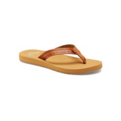 Klapki plażowe dla Kobiety PORTO Beżowy. Brązowe klapki Roxy, bez wzorów, z materiału, bez obcasa. Za 139.99 zł.