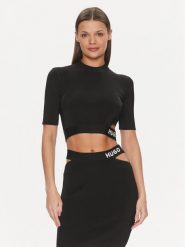 Hugo Sweter Satchina 50508600 Czarny Slim Fit. Czarne swetry Hugo, xl, bez wzorów, z wiskozy, bez ramiączek. Za 639.99 zł.