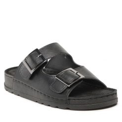 Klapki Clara Barson. Czarne klapki Clara Barson, bez wzorów, bez obcasa. Za 119.99 zł.