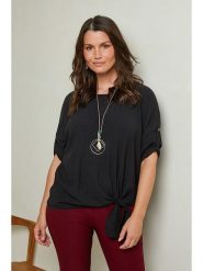 Curvy Lady Bluzka w kolorze czarnym rozmiar: 44/46. Czarne bluzki Curvy Lady, bez wzorów, klasyczne, bez kołnierzyka, bez ramiączek. Za 92.21 zł.