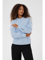 Kaffe Bluzka w kolorze błękitnym rozmiar: 36. Niebieskie bluzki Kaffe, bez wzorów, z bawełny, bez kołnierzyka, bez ramiączek. Za 152.99 zł.