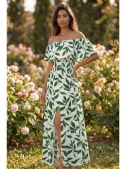 SOULSHAE Sukienka w kolorze biało-zielonym rozmiar: L/XL. Białe sukienki SOULSHAE, l, bez wzorów, bez kołnierzyka, bez ramiączek, maxi. Za 209.95 zł.