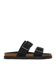 DeeZee Klapki CEO-HSCB25230318-2 Czarny. Czarne klapki DeeZee, bez wzorów, z materiału, bez obcasa. Za 139.99 zł.