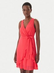 Morgan Sukienka koktajlowa 241-ROSVAL Różowy Regular Fit. Czerwone sukienki Morgan, bez wzorów, z syntetyku, wizytowe, bez kołnierzyka, bez ramiączek. Za 299.99 zł.