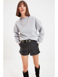 Trendyol Bluza w kolorze szarym rozmiar: L. Szare bluzy Trendyol, l, bez wzorów, z bawełny, bez kaptura. Za 57.20 zł.