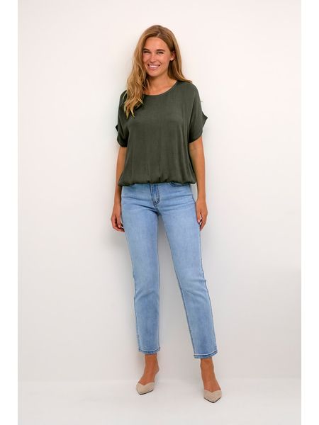 Kaffe Bluzka w kolorze khaki rozmiar: 38. Brązowe bluzki Kaffe, s, bez wzorów, z wiskozy, klasyczne, bez kołnierzyka, bez ramiączek. Za 52.67 zł.