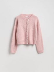 Kardigan z dekoracyjnymi guzikami - różowy. Czerwone kardigany Reserved, l, bez wzorów, z dzianiny. Za 139.99 zł.