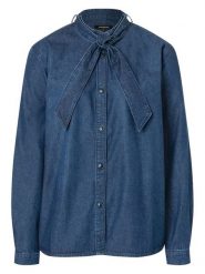 More & More Bluzka dżinsowa w kolorze granatowym rozmiar: 46. Niebieskie bluzki More & More, bez wzorów, bez kołnierzyka, bez ramiączek. Za 113.99 zł.