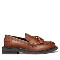 Lordsy Geox. Brązowe lordsy Geox, bez wzorów, bez obcasa, bez zapięcia. Za 519.99 zł.