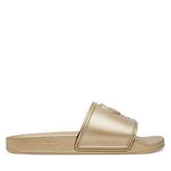 Klapki KARL LAGERFELD. Żółte klapki KARL LAGERFELD, bez wzorów, bez obcasa. Za 319.99 zł.