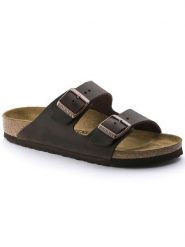 Birkenstock Skórzane klapki "Arizona" w kolorze brązowym rozmiar: 35. Brązowe klapki Birkenstock, bez wzorów, bez obcasa. Za 343.41 zł.