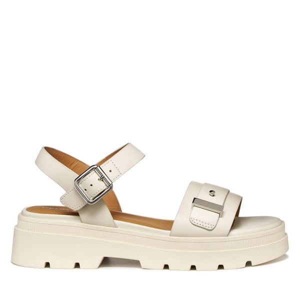 Sandały Geox. Białe sandały Geox, bez wzorów, bez obcasa, na płaskiej podeszwie, bez zapięcia. Za 509.99 zł.