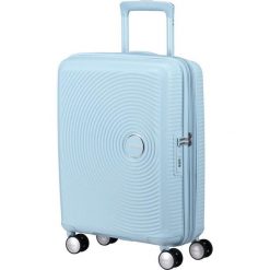 Walizka turystyczna Soundbox Spinner 55 TSA EXP 35,5L. Niebieskie walizki American Tourister, bez wzorów. Za 629.99 zł.
