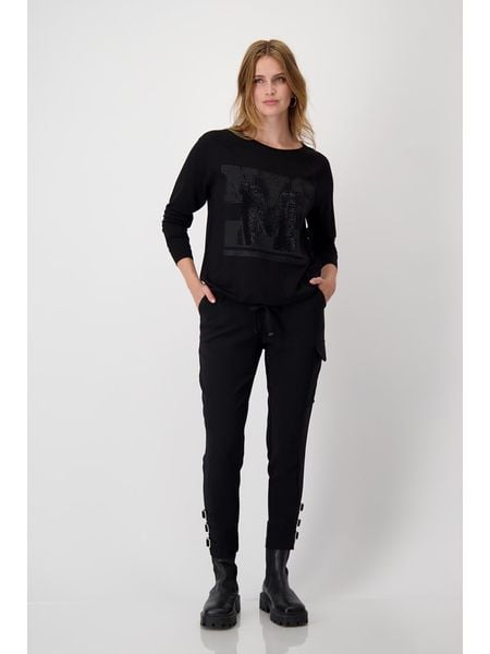 Monari Koszulka w kolorze czarnym rozmiar: 40. Czarne bluzki monari, bez wzorów, bez kołnierzyka, bez ramiączek. Za 144.92 zł.