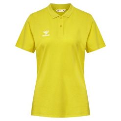 Damska koszulka polo Hummel Go 2.0. Żółte koszulki polo Hummel, bez wzorów, bez kołnierzyka, bez ramiączek. Za 152.50 zł.