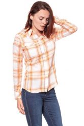 KOSZULA WRANGLER WESTERN APRICOT NECTAR W5240LU65 112129350. Pomarańczowe koszule Wrangler, s, bez wzorów, bez kołnierzyka, bez ramiączek. Za 129.99 zł.
