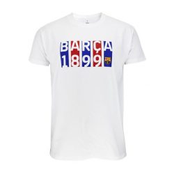 Koszulka FC Barcelona Junior - licencjonowana. Białe bluzki FC Barcelona, bez wzorów, sportowe, bez kołnierzyka, bez ramiączek. Za 99.00 zł.