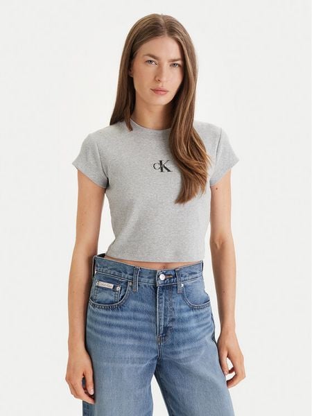 Calvin Klein Jeans T-Shirt LV047AB802 Szary Regular Fit. Szare t-shirty Calvin Klein Jeans, s, bez wzorów, z bawełny, bez kołnierzyka, bez ramiączek. Za 135.99 zł.