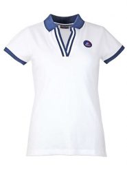 Peak Mountain Koszulka polo w kolorze białym rozmiar: M. Białe bluzki Peak Mountain, m, bez wzorów, bez kołnierzyka, bez ramiączek. Za 73.99 zł.
