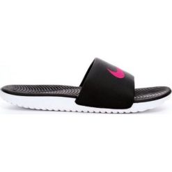 Czarne Klapki Nike Kawa Slide Sandal W 834588-060. Czarne klapki Nike, bez wzorów, z materiału, bez obcasa. W wyprzedaży za 199.00 zł.