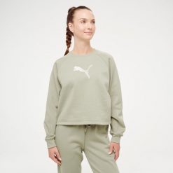 Bluza damska Puma crop. Zielone bluzy Puma, s, bez wzorów, z bawełny, bez kaptura. Za 169.99 zł.