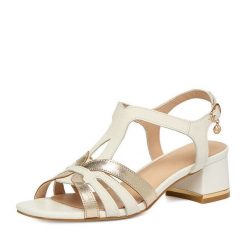 Sandały Lasocki. Białe sandały Lasocki, bez wzorów, bez obcasa, na słupku, bez zapięcia. Za 199.99 zł.