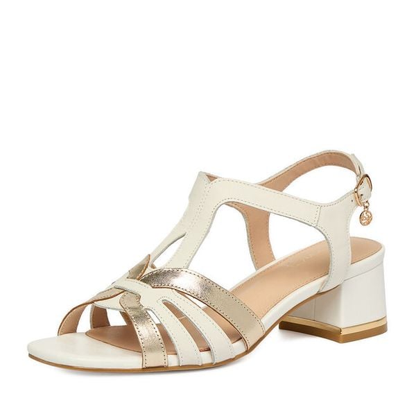 Sandały Lasocki. Białe sandały Lasocki, bez wzorów, bez obcasa, na słupku, bez zapięcia. Za 199.99 zł.