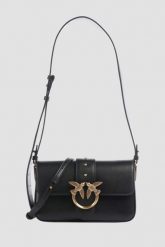 PINKO Czarna kopertówka Love One Mini Slouchy Fl Vitello Morbido. Czarne kopertówki Pinko, bez wzorów, ze skóry, bez dodatków. W wyprzedaży za 1,129.99 zł.
