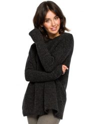 Be Wear Sweter w kolorze antracytowym rozmiar: onesize. Czarne swetry Be Wear, bez wzorów, z wełny, bez ramiączek. Za 205.95 zł.