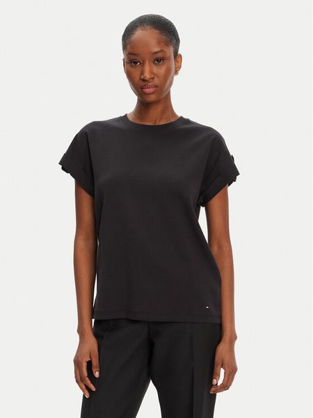 Tommy Hilfiger T-Shirt Gold Button WW0WW45628 Czarny Regular Fit. Czarne t-shirty TOMMY HILFIGER, xs, bez wzorów, z bawełny, bez kołnierzyka, bez ramiączek. Za 139.99 zł.