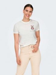 ONLY Koszulka w kolorze białym rozmiar: XL. Białe bluzki Only, xl, bez wzorów, z bawełny, bez kołnierzyka, bez ramiączek. Za 59.45 zł.