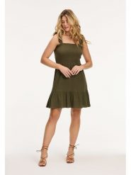 SHIWI Sukienka "Bora Bora" w kolorze khaki rozmiar: S. Brązowe sukienki SHIWI, s, bez wzorów, z bawełny, bez kołnierzyka, bez ramiączek, mini. Za 132.05 zł.